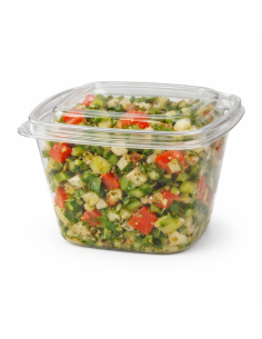 50 Pcs - Pot Deli carré PET transparent - 500 ml, 12,8 x 12,8 cm, Hauteur: 8,5 cm 2