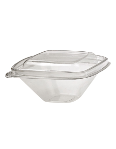 50 Pcs - Pot Deli carré PET transparent - 250 ml, 12,8 x 12,8 cm, Hauteur: 5,5 cm