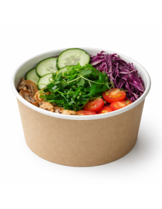 50 Pcs - Pot Deli rond en carton kraft - 600 ml, Ø115 mm, Hauteur: 87 mm 2
