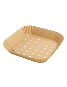 100 Pcs - Moule à friture perforé carré kraft   200x200mm H45mm