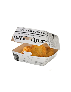 50 Pcs - Boîte burger carton "Journal" - 9,5 x 9,5 x 5 cm, emballage pratique