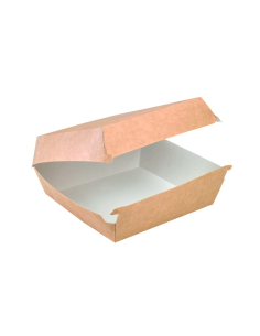 100 Pcs - Boîte burger carton kraft brun - 19 x 18 cm, Hauteur: 7,5 cm