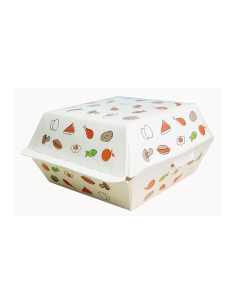 500 Pcs - Boîte burger carton imprimé - 13,5 x 12,5 x 6,5 cm