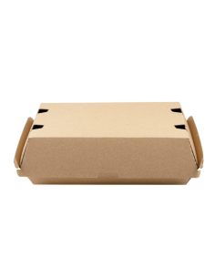 25 Pcs - Boîte burger carton kraft brun - 22,5 x 12,5 x 8,2 cm, microcannelé