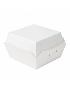 25 Pcs - Mini boîte à burger en carton blanc - 98 x 95 mm, Hauteur: 50 mm