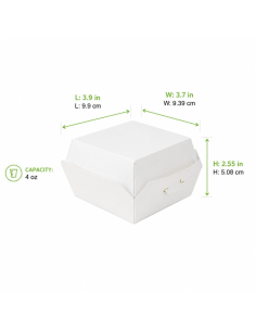 25 Pcs - Mini boîte à burger en carton blanc - 98 x 95 mm, Hauteur: 50 mm 2