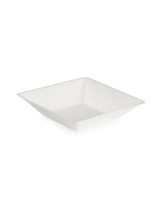 100 Pcs - Assiette carrée blanche en pulpe "Eco-Design" 130x130mm H28mm 250ml