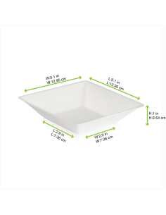 100 Pcs - Assiette carrée blanche en pulpe "Eco-Design" 130x130mm H28mm 250ml 2