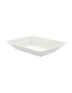 50 Pcs - Assiette rectangulaire blanche "Eco-Design" - 170x130 mm, Hauteur: 28 mm