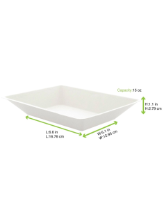 50 Pcs - Assiette rectangulaire blanche "Eco-Design" - 170x130 mm, Hauteur: 28 mm 2