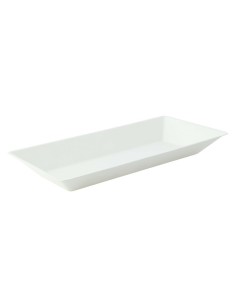 50 Pcs - Assiette rectangulaire blanche en pulpe - 260 x 130 mm, Hauteur: 28 mm