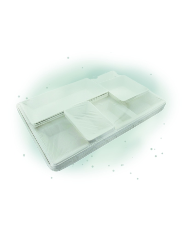 10 Pcs - Plateau repas en pulpe - 41 x 28 cm x 5 cm, Écologique