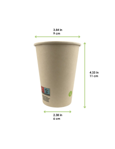 50 Pcs - Gobelet 350ml en carton fibre de bambou - Ø90mm, Hauteur: 110mm, Laminé PE 2