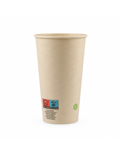50 Pcs - Gobelet 460ml en carton fibre de bambou - Ø90 mm, Hauteur: 136 mm, Laminé PE