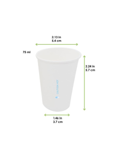 50 Pcs - Gobelet carton blanc AirCup - Ø54 mm, Hauteur: 57 mm, 54x37 mm 2