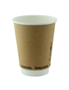 25 Pcs - Gobelet en carton kraft double paroi sans plastique - 6 cm, Hauteur: 11 cm