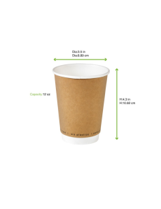 25 Pcs - Gobelet en carton kraft double paroi sans plastique - 6 cm, Hauteur: 11 cm 2