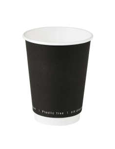 25 Pcs - Gobelet en carton noir double paroi - Ø90 mm, H110 mm, sans plastique