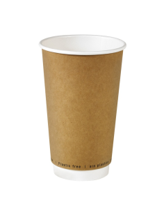 25 Pcs - Gobelet en carton kraft à double paroi - 9 cm, 6 cm, Hauteur: 13,6 cm