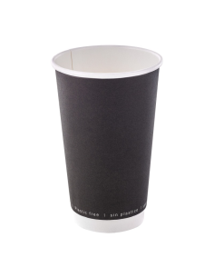 25 Pcs - Gobelet carton noir double paroi - Ø90 mm, Hauteur: 136 mm, sans plastique
