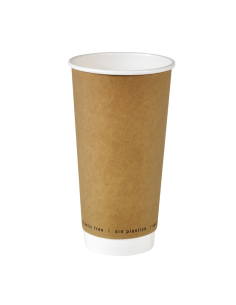 25 Pcs - Gobelet carton brun double paroi - Ø90 mm, Hauteur: 161 mm, sans plastique