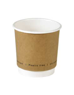 25 Pcs - Gobelet carton kraft double paroi - 6,2 cm x 4,6 cm, sans plastique