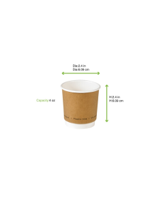 25 Pcs - Gobelet carton kraft double paroi - 6,2 cm x 4,6 cm, sans plastique 2