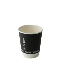 25 Pcs - Gobelet carton noir double paroi - Ø80 mm, Hauteur: 92 mm, sans plastique