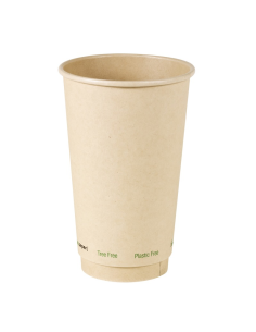 25 Pcs - Gobelet brun en carton bambou - Ø90 mm, Hauteur: 136 mm, double paroi