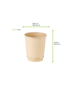 25 Pcs - Gobelet en carton fibre de bambou - Ø80 mm, Hauteur: 92 mm, sans plastique 2