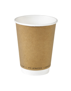 25 Pcs - Gobelet carton double paroi kraft - 340 ml, Hauteur: 11,2 cm, Diam: 5,8 cm