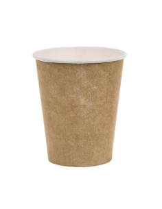 50 Pcs - Gobelet imprimé Kraft Blanc - 230 ml, Hauteur: 8 cm, Diamètre: 5.6 cm