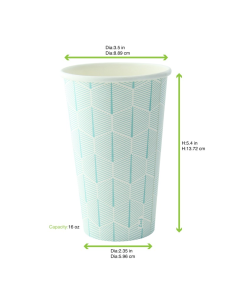 50 Pcs - Gobelet carton blanc décor feuille - Ø90mm, Hauteur: 110mm, 60mm base 2