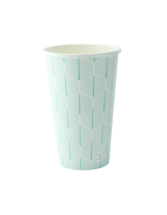 50 Pcs - Gobelet carton blanc décor feuille - Ø90mm, Hauteur: 136mm, 90x60mm