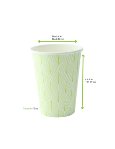 50 Pcs - Gobelet carton blanc décor feuille - Ø74mm, Hauteur: 79mm 2