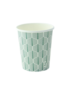 50 Pcs - Gobelet carton blanc décor feuille - Ø80 mm, Hauteur: 92 mm, 56 mm