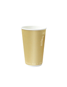 25 Pcs - Gobelet Carton Beige "Rippley" - 470 ml, Hauteur: 13,6 cm, Diam: 9 cm