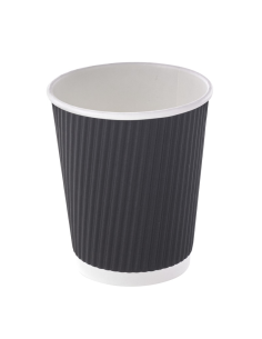 25 Pcs - Gobelet carton double paroi Noir "Rippley" - 230 ml, Hauteur: 9,2 cm, Ø: 5,6 cm
