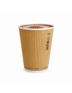 25 Pcs - Gobelet carton kraft ondulé beige - Ø90 mm, Hauteur: 110 mm, sans plastique 2