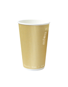 25 Pcs - Gobelet Rippley en carton kraft - Ø90 mm, Hauteur: 136 mm, Double paroi