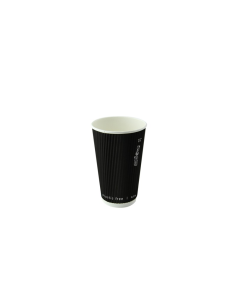 25 Pcs - Gobelet Rippley en carton kraft noir - Ø62mm, Hauteur: 62mm, double paroi