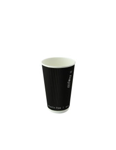 25 Pcs - Gobelet Rippley en carton kraft noir - Ø80mm, Hauteur: 92mm, double paroi