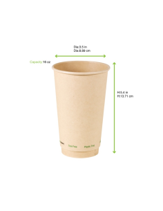 50 Pcs - Gobelet beige en carton fibre de bambou - Ø90 mm, Hauteur: 136 mm 2