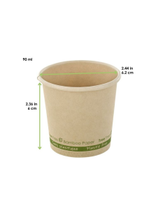 50 Pcs - Gobelet en carton fibre de bambou - Ø62mm, Hauteur: 60mm, sans plastique 2