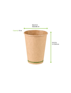 50 Pcs - Gobelet en carton kraft "Zen" - Ø90 mm, Hauteur: 110 mm, sans plastique 2