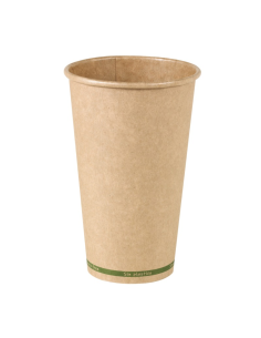 50 Pcs - Gobelet en carton kraft brun Zen - Ø90 mm, Hauteur: 136 mm, sans plastique
