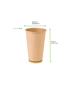 50 Pcs - Gobelet en carton kraft brun Zen - Ø90 mm, Hauteur: 136 mm, sans plastique 2