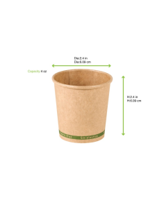50 Pcs - Gobelet en carton kraft brun "Zen" - Ø62 mm, Hauteur: 62 mm, sans plastique 2