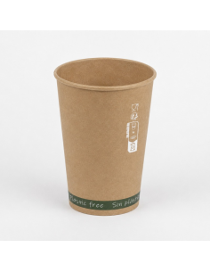 50 Pcs - Gobelet en carton kraft brun Zen - Ø74mm, Hauteur: 79mm, sans plastique