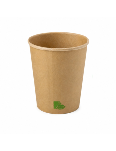 50 Pcs - Gobelet carton kraft brun Zen - Ø90 mm, Hauteur: 136 mm